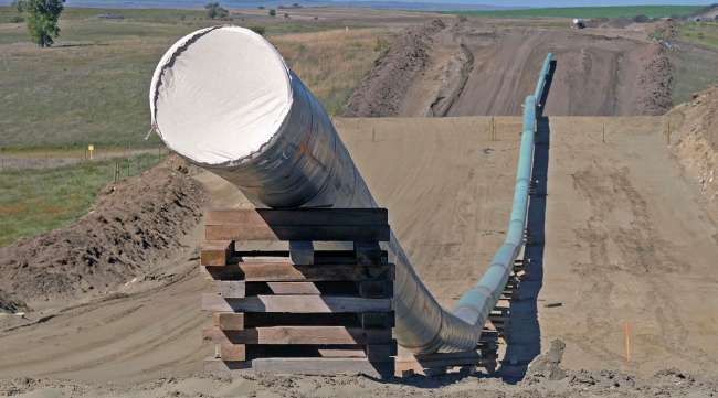 A section of the Dakota Access pipeline is shown during construction in September 2016.