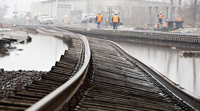 Flooding of BNSF train tracks in Plattsmouth, Neb.