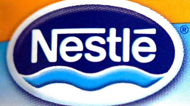 Nestle logo on water bottle