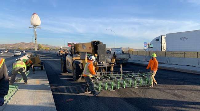 Crew works on road in Nevada