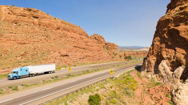 Truck on Interstate 40 in New Mexico