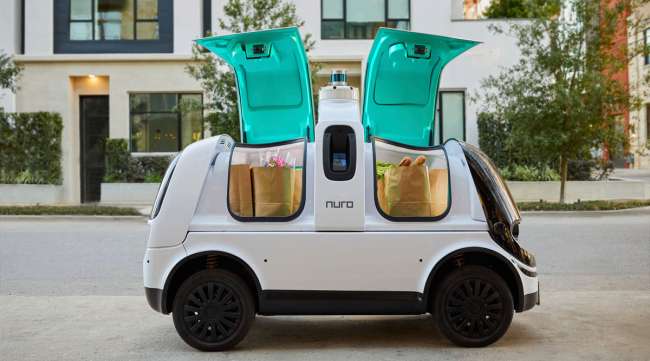 The Nuro R2 is entirely autonomous and is designed to carry goods such as groceries in temperature-controlled compartments.