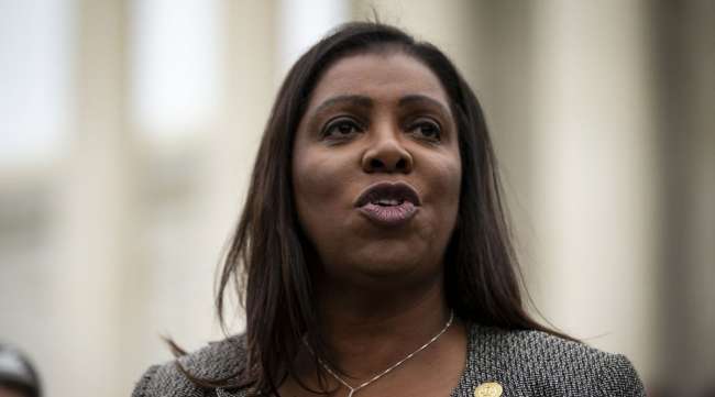 Letitia James, New York attorney general, speaks during a news conference at the U.S. Supreme Court in Washington in November 2019.