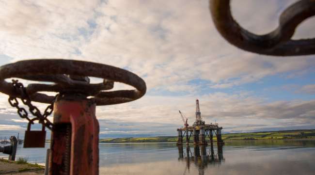 An oil rig stands in Cromarty, U.K., on June 23.