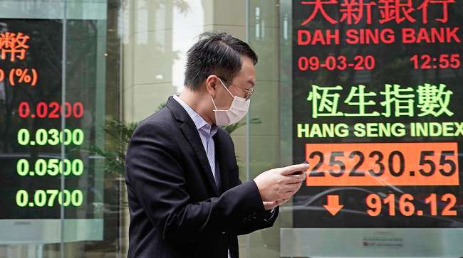 Man in mask in Hong Kong