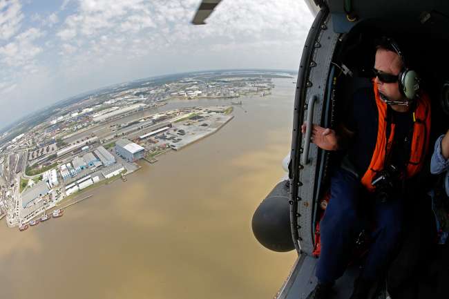 Coast Guardsman surveys Port Houston