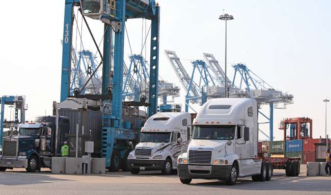 Trucks at the Port of Virginia