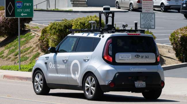 A Kia Soul test vehicle equipped with Qualcomm autonomous driving technology