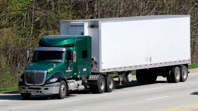 Reefer truck on highway