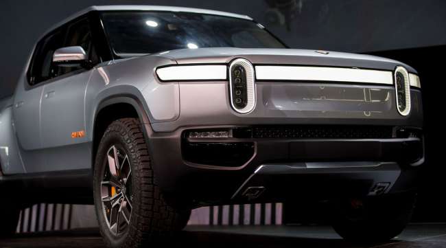 The Rivian R1T electric pickup truck.