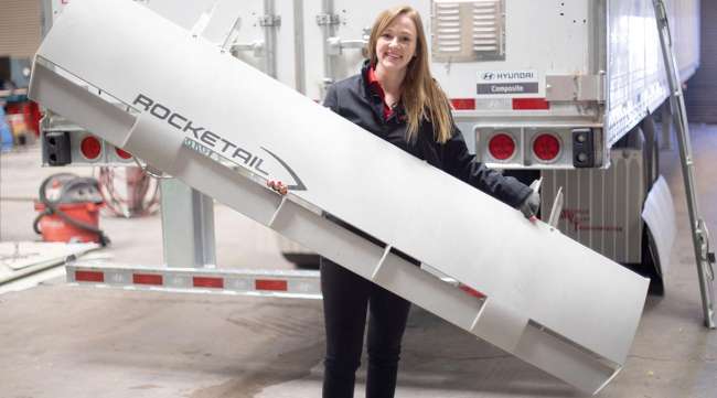 An employee holds the 17-pound Rocketail wing. (Rocketail)