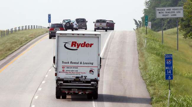 Ryder truck on highway