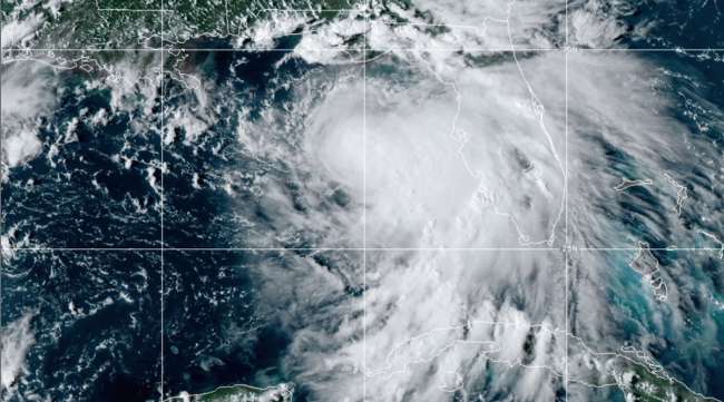A satellite photo of Sally, then a tropical storm, late Sept. 13.