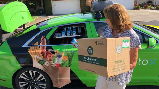 Self-driving car delivers groceries