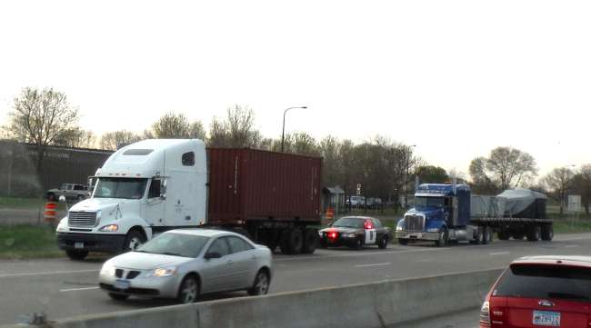 Trucked pulled over on US-52 at Plato in St. Paul, Minn.