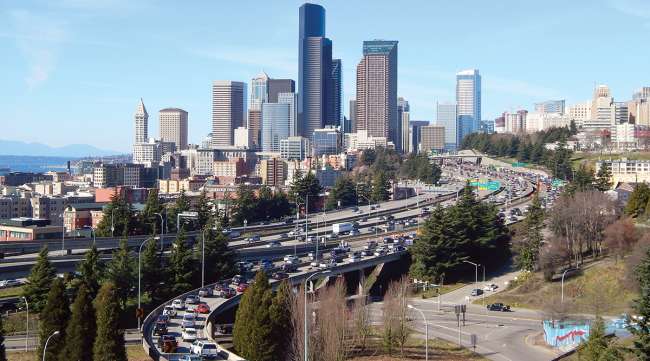 Traffic around downtown Seattle