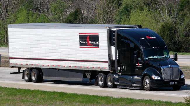 A Stevens Transport truck on Interstate 65 in Shepherdsville, Ky.
