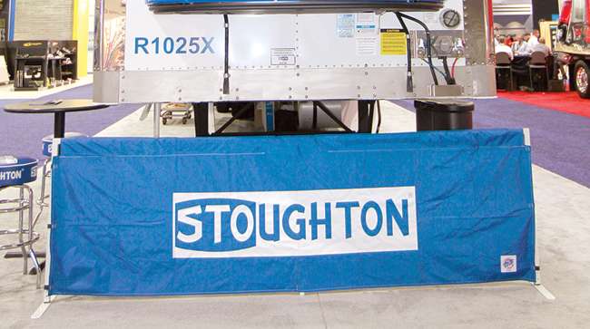 Stoughton trailer and sign at industry show