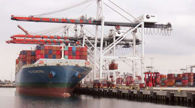 Containers unloaded at the Port of Los Angeles