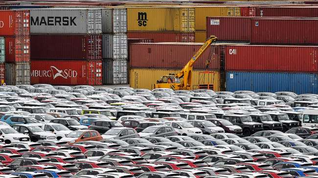 cars for import at harbor in Bremerhaven, Germany