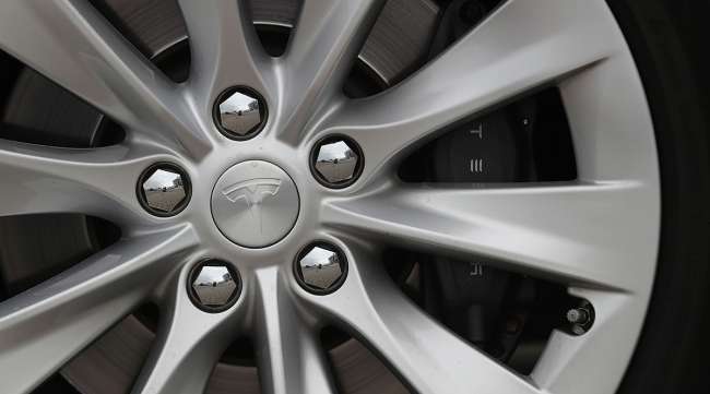 Tesla logo on wheel hub