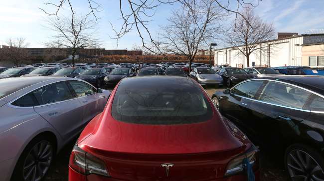 Tesla sales lot in Chicago