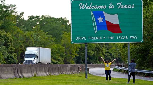 Texas sign and truck