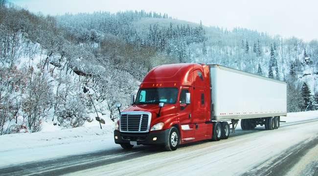Truck on snowy road