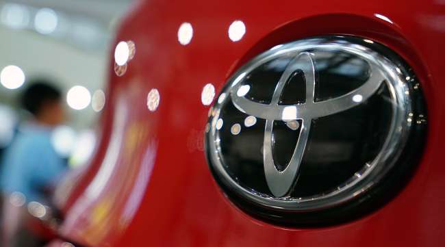 Close-up of Toyota logo