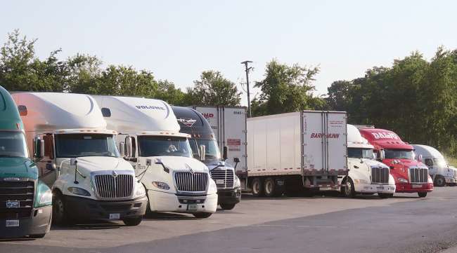 Trucks parked at a rest area by Peggy Smith