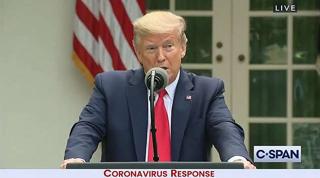 President Trump speaks at an April 14 Coronavirus Task Force press briefing