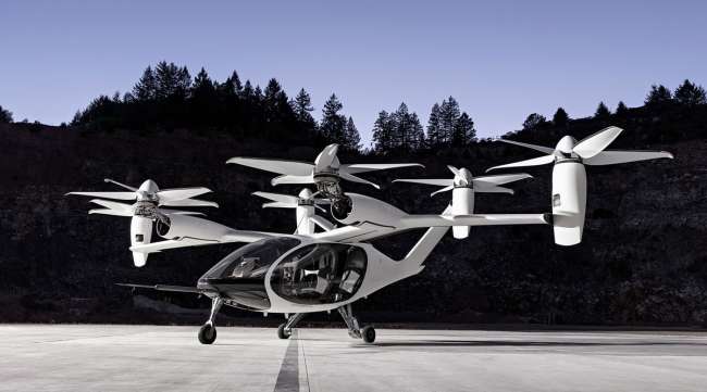 A model of Joby's air taxi eVTOL is seen in a press photo. (Joby Aviation via Bloomberg News)
