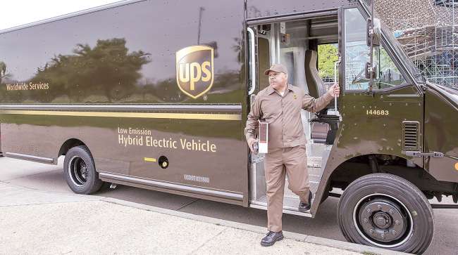 UPS driver and truck