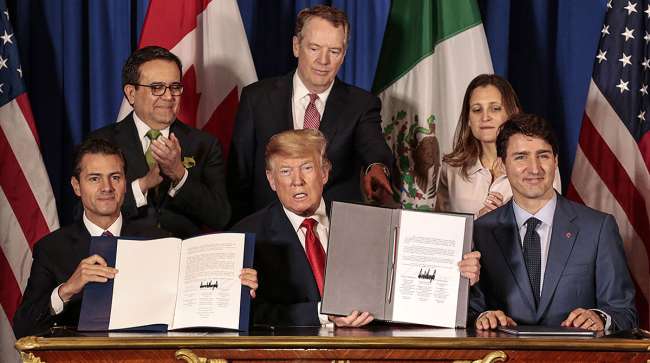 Enrique Pena Nieto, Donald Trump and Justin Trudeau