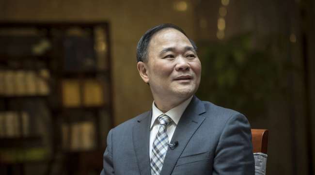 Li Shufu, head of Geely Group, at an interview in Beijing, China, in March 2018.