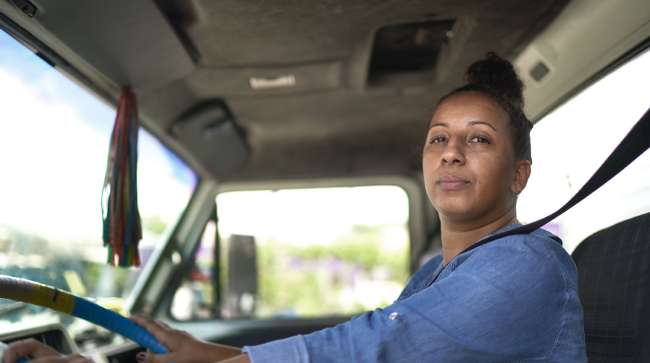 Getty Image of female truck driver