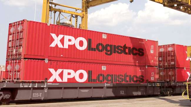XPO Logistics containers at a terminal
