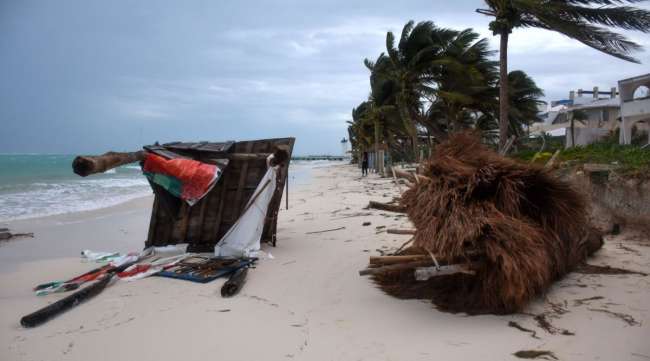 Damage is seen in Puerto Morelos, Mexico, on Oct. 27, after Hurricane Zeta passed through.