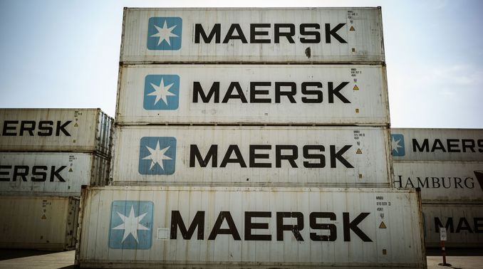 Maersk containers stacked