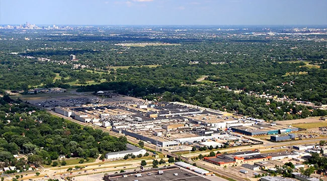 Aerial view of Daimler's Detroit-area campus