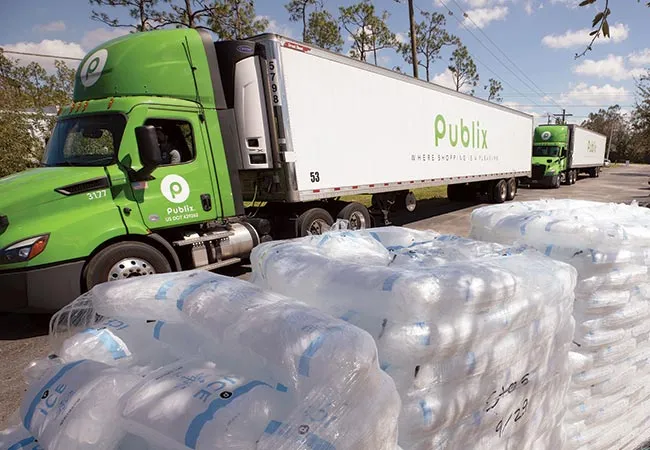 Publix trucks and ice pallets