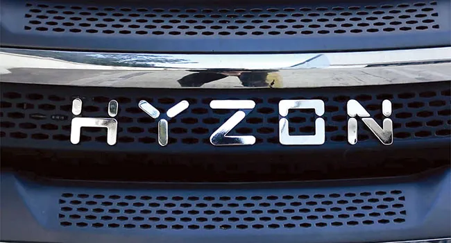 Hyzon logo on grill