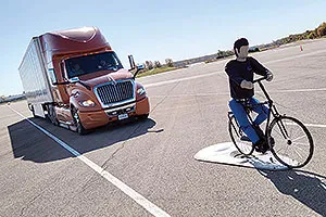 ZF safety demonstration with bicyclist