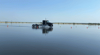 Peterbilt truck testing on wet course at Continental event