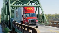 Saia truck crossing bridge