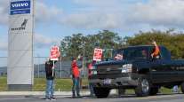 UAW workers on strike at Mack facility