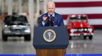 President Joe Biden speaks at the Ford Rouge EV Center in Dearborn, Mich.