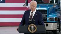President Joe Biden speaks at the Mack Plant in Macungie, Pa., July 28