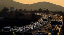 Rush-hour traffic eastbound on the 91 freeway heading into the Inland Empire in Corona