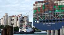 The CMA CGM Argentina arrives at PortMiami in April. (Lynne Sladky/Associated Press)
